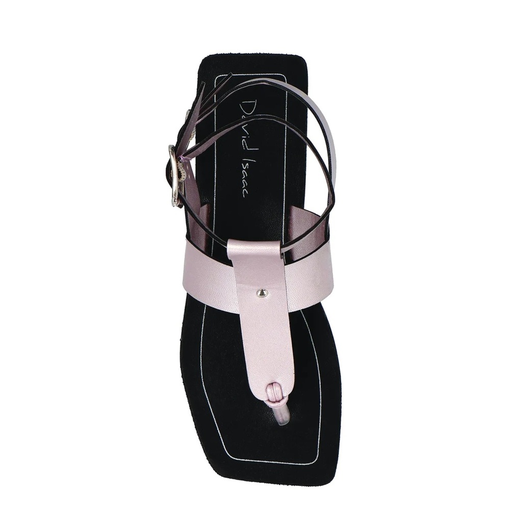 David Isaac “Melanie” metallic rose sandals
